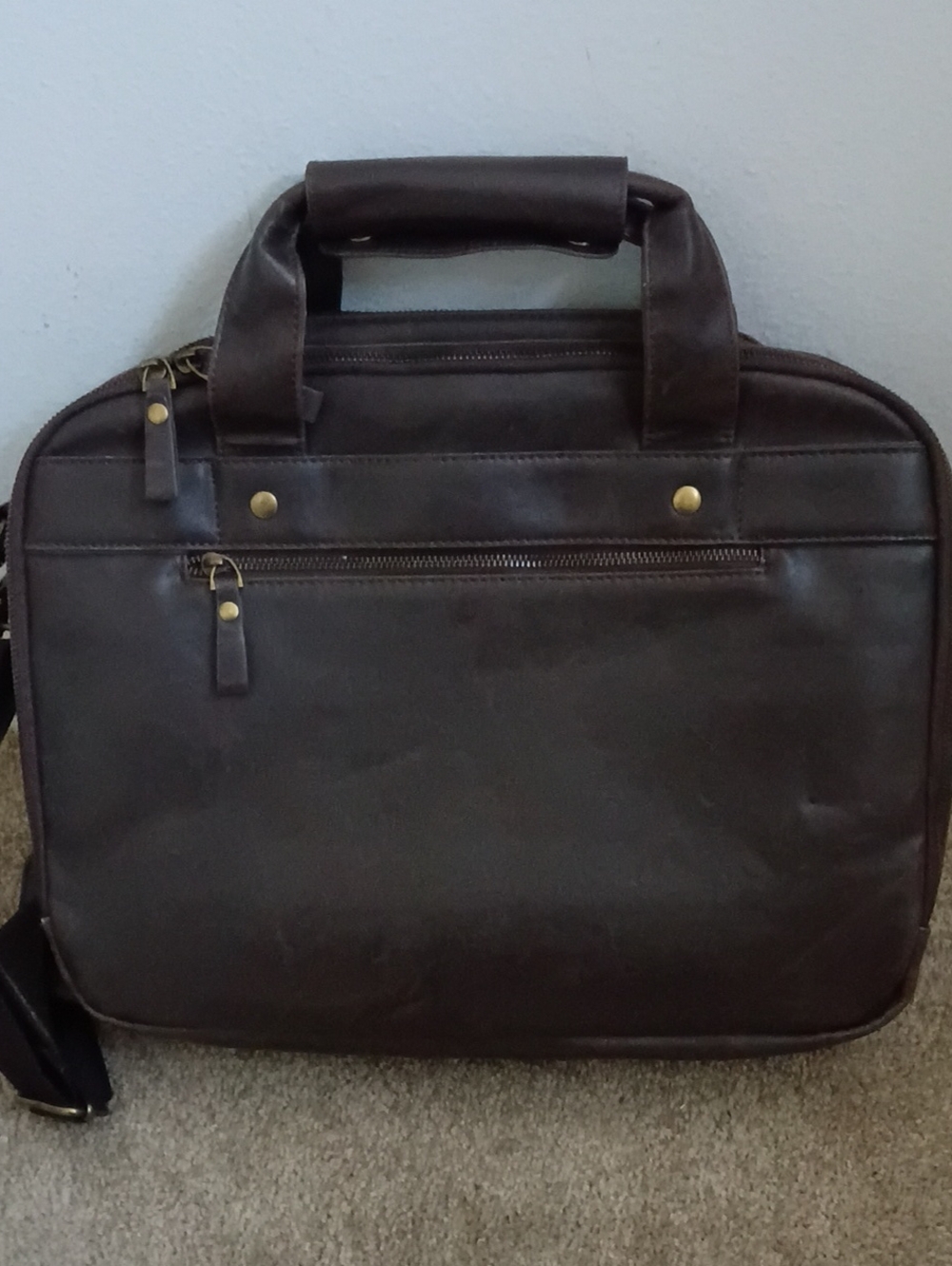 Men's Dark Brown Leather Briefcase Bag